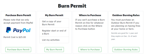 General Public Burn Permit Screen