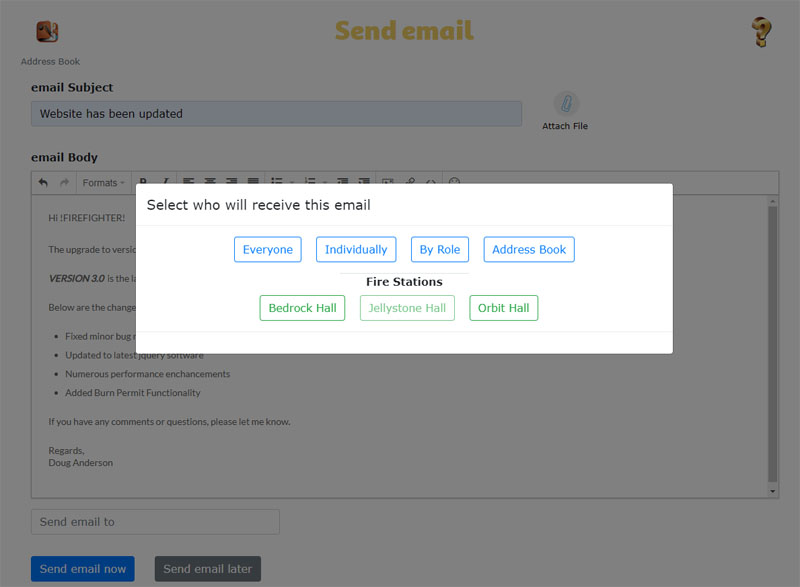 Send email Screen